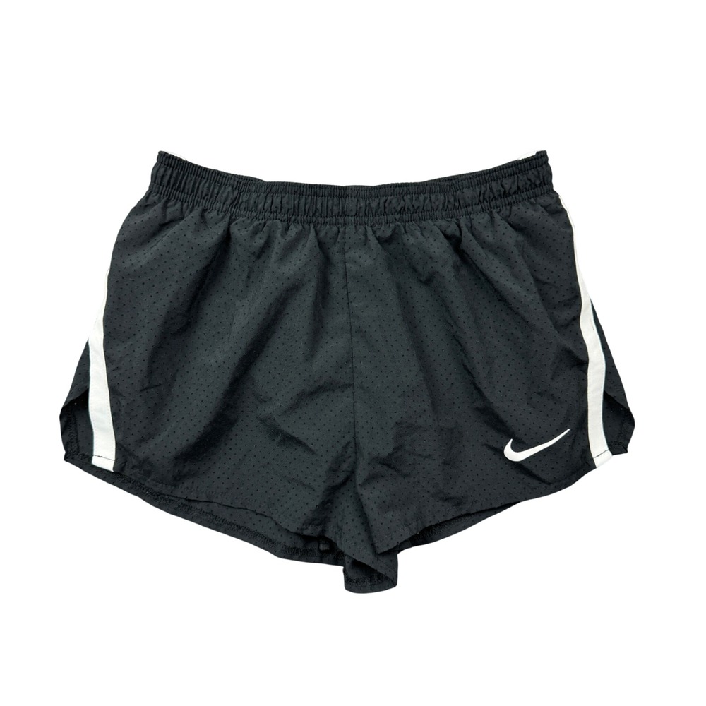 Nike Dri-FIT Black Mesh Running Shorts Women Small White Stripe Athletic Active